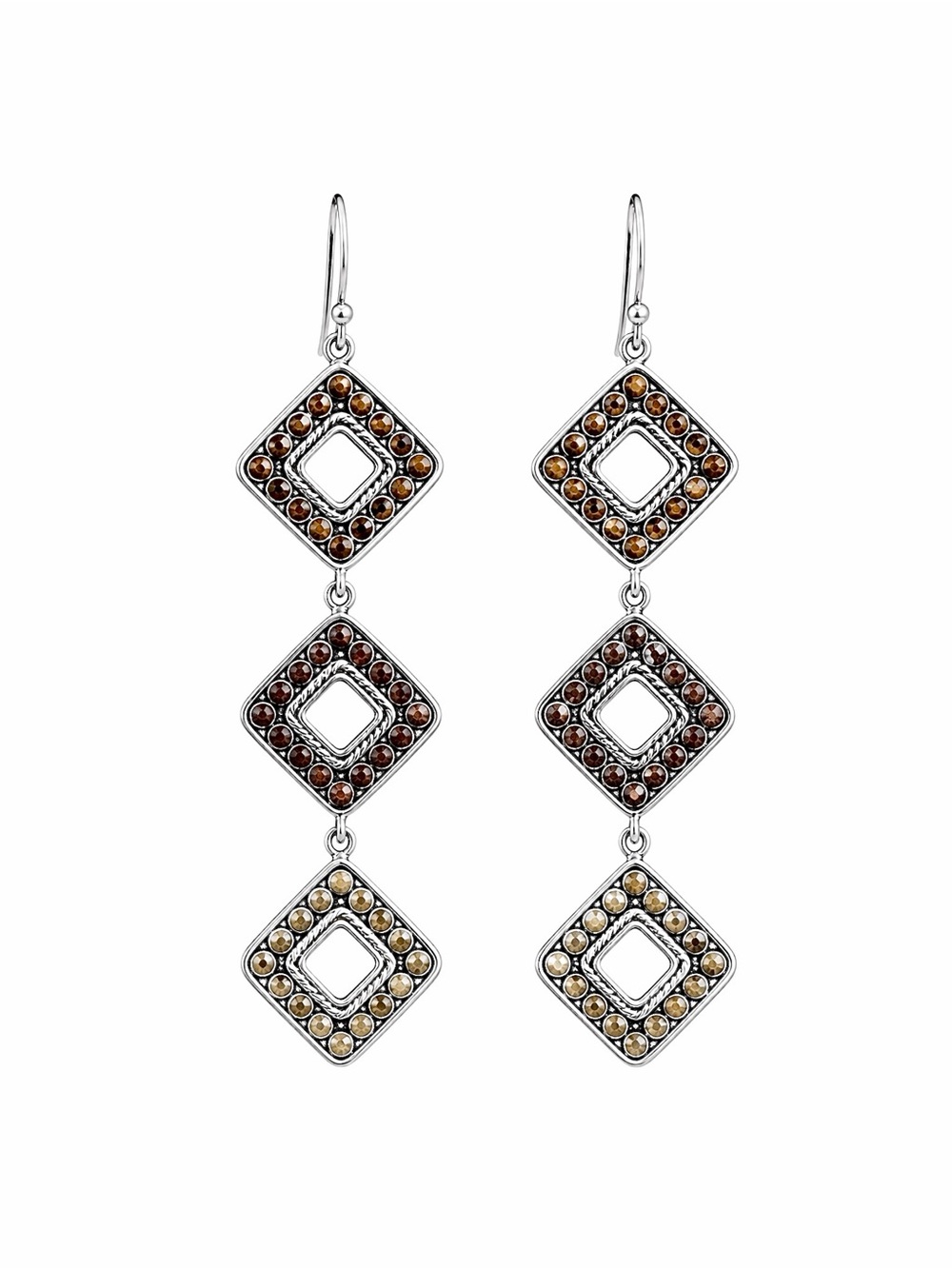 Anna Beck – Drop Dangle Earrings Geometric Multi Tone Stones – Sz. OS